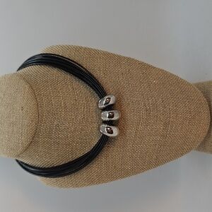 Simon Sebbag Three-Bead Leather And Sterling Choker